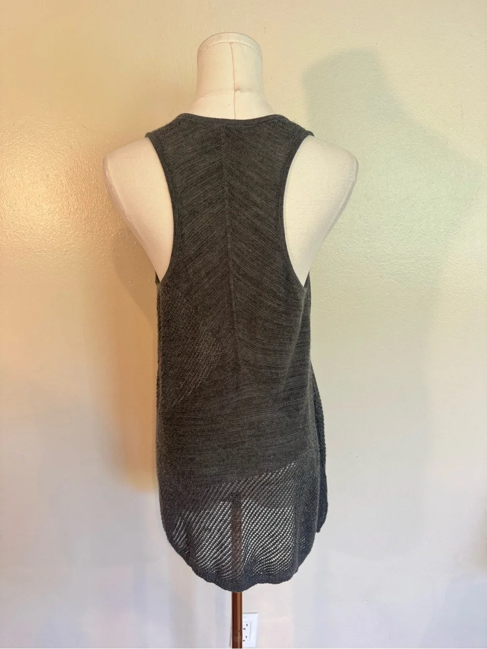 Eileen Fisher Gray/Metallic Knit Scoop Neck Tunic Merino Wool Blend - Picture 4 of 11